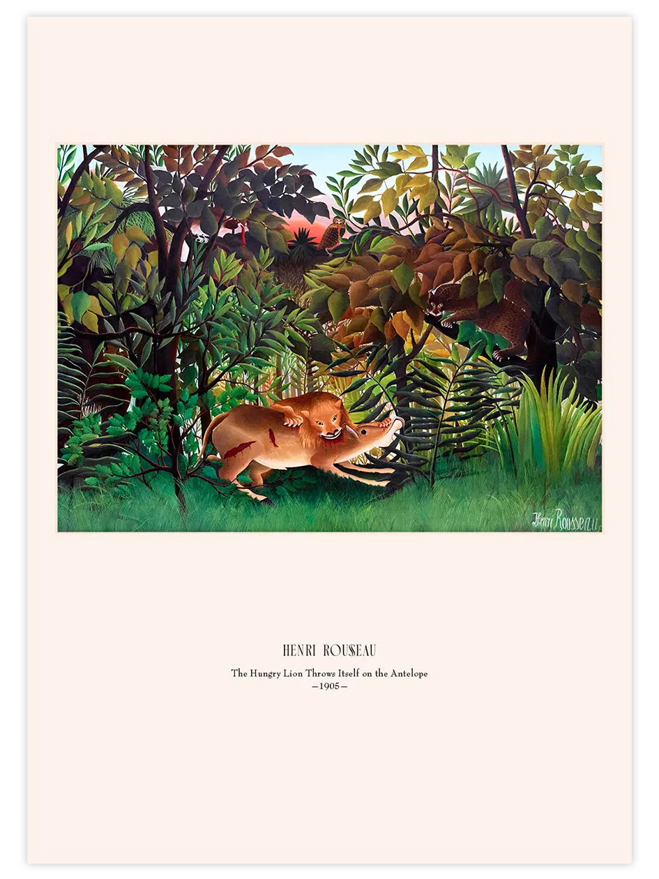 Henri Rousseau The Hungry Lion Throws Itself on the Antelope - Art Print Ünlü Ressamlar Poster