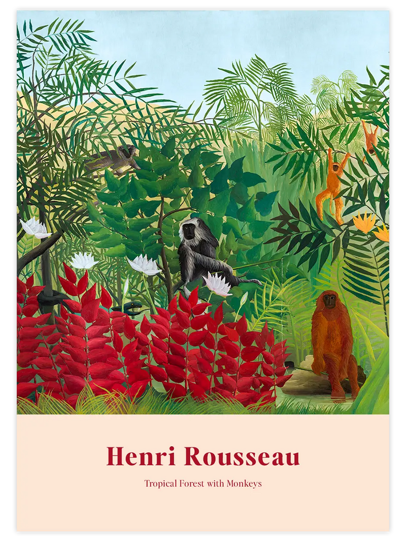 Henri Rousseau Tropical Forest with Monkeys - Art Print Ünlü Ressamlar Poster