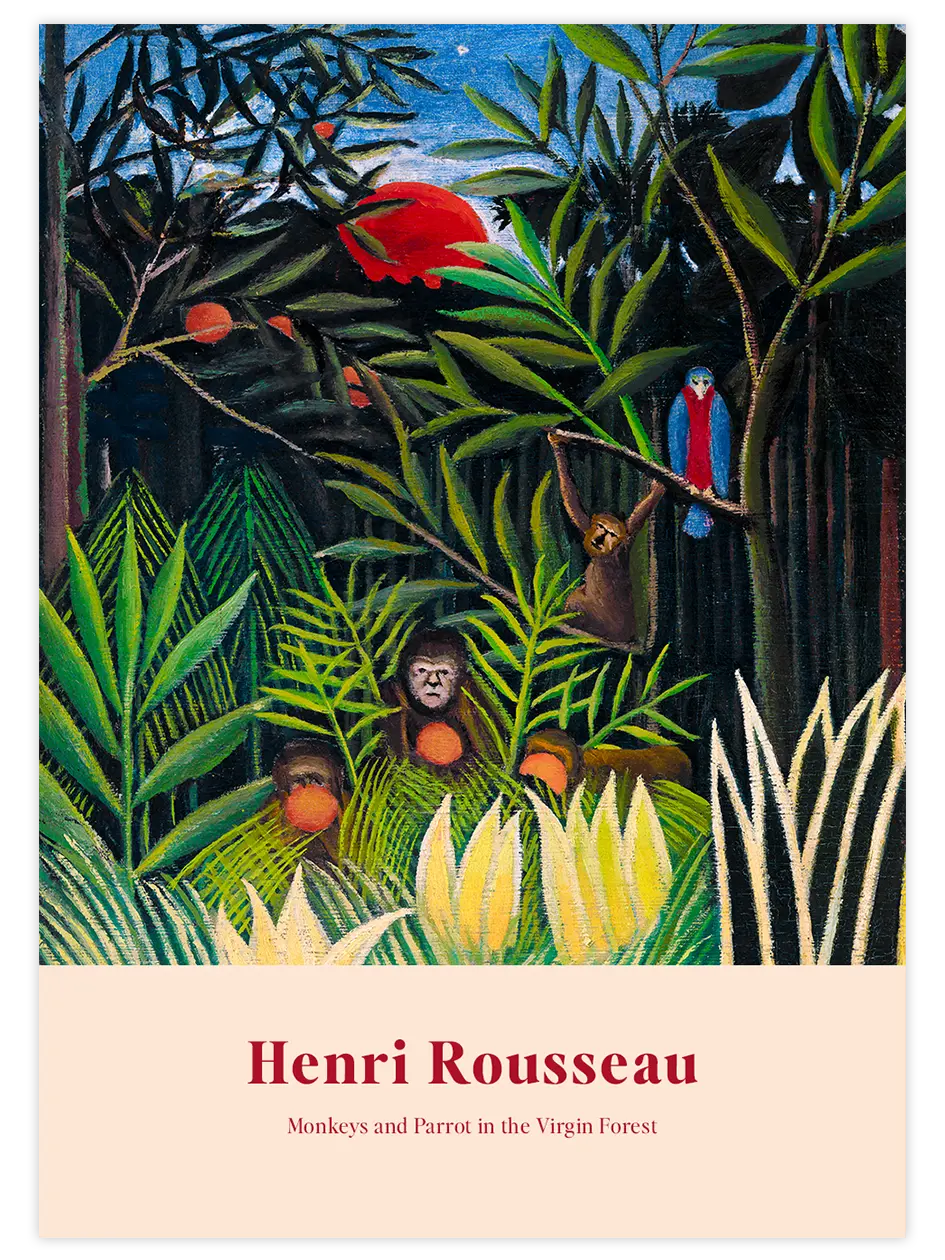 Henri Rousseau Monkeys and Parrot in the Virgin Forest - Art Print Ünlü Ressamlar Poster