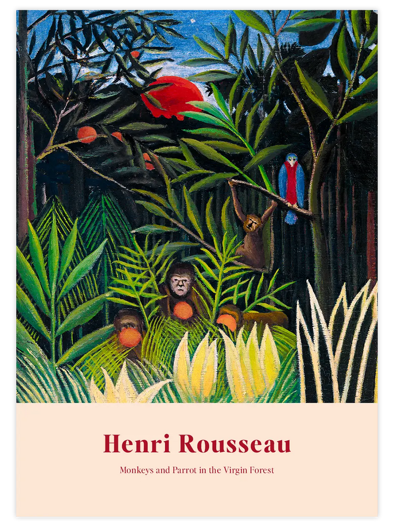 Henri Rousseau Monkeys and Parrot in the Virgin Forest - Art Print Ünlü Ressamlar Poster