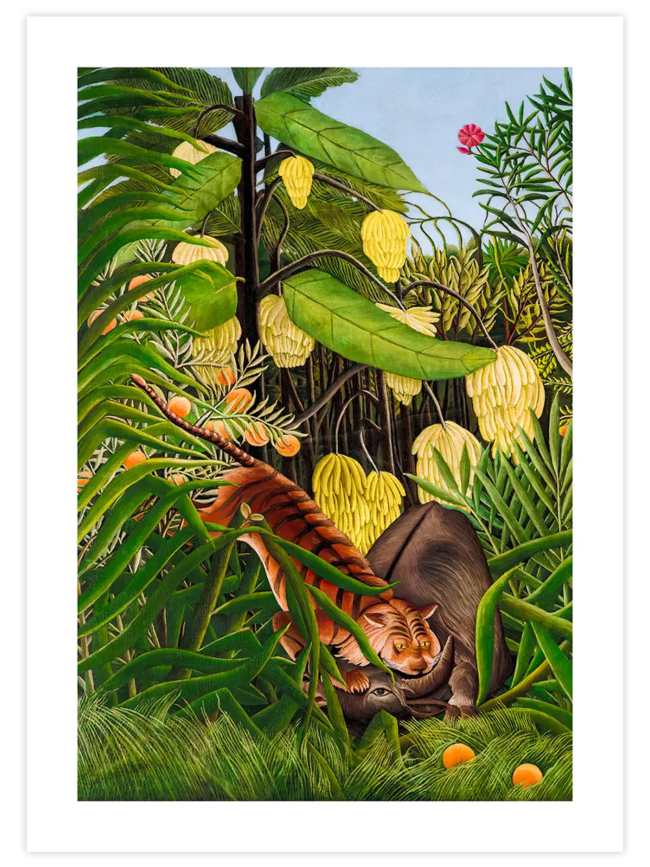 Henri Rousseau Fight between a Tiger and a Buffalo - Art Print Ünlü Ressamlar Poster