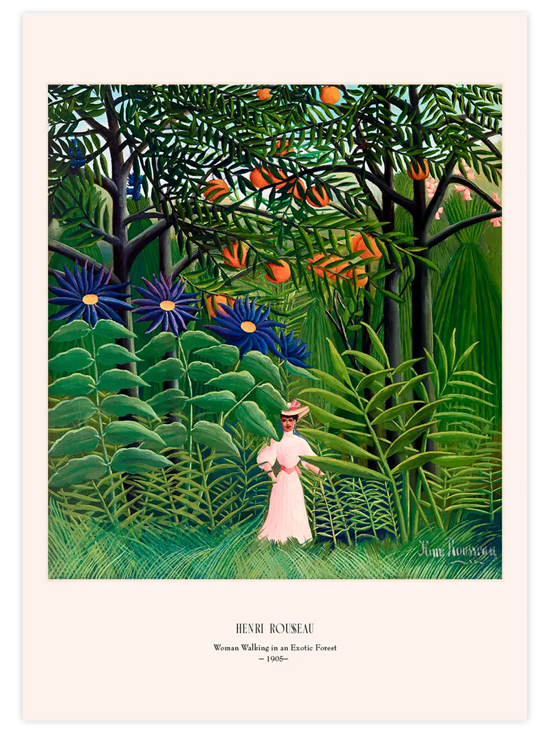 Henri Rousseau Egzotik Bir Ormanda Gezen Kadın - Art Print Ünlü Ressamlar Poster