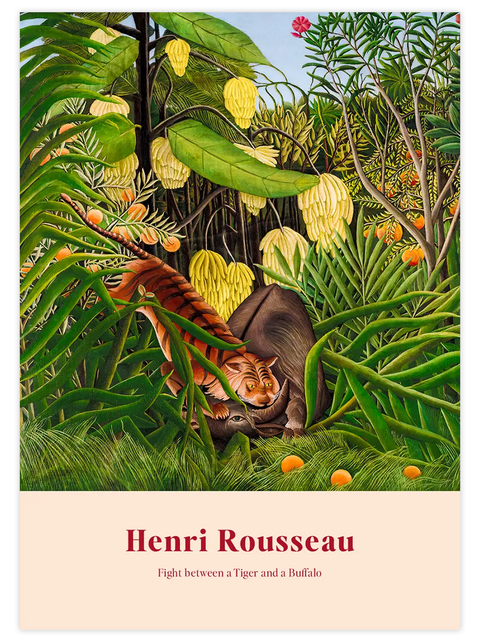 Henri Rousseau Fight between a Tiger and a Buffalo - Art Print Ünlü Ressamlar Poster