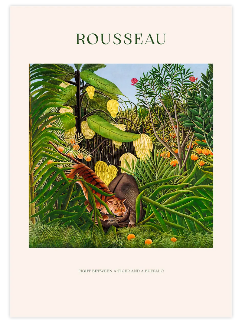Henri Rousseau Bir Kaplan ve Bir Bufalo Arasındaki Dövüş - Art Print Ünlü Ressamlar Poster
