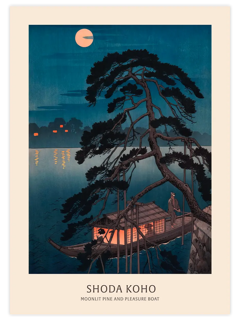Koho Shoda Moonlit Pine & Pleasure Boat - Art Print Ünlü Ressamlar Poster