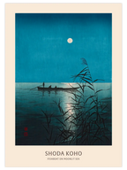 Koho Shoda Fishboat on Moonlit Sea - Art Print