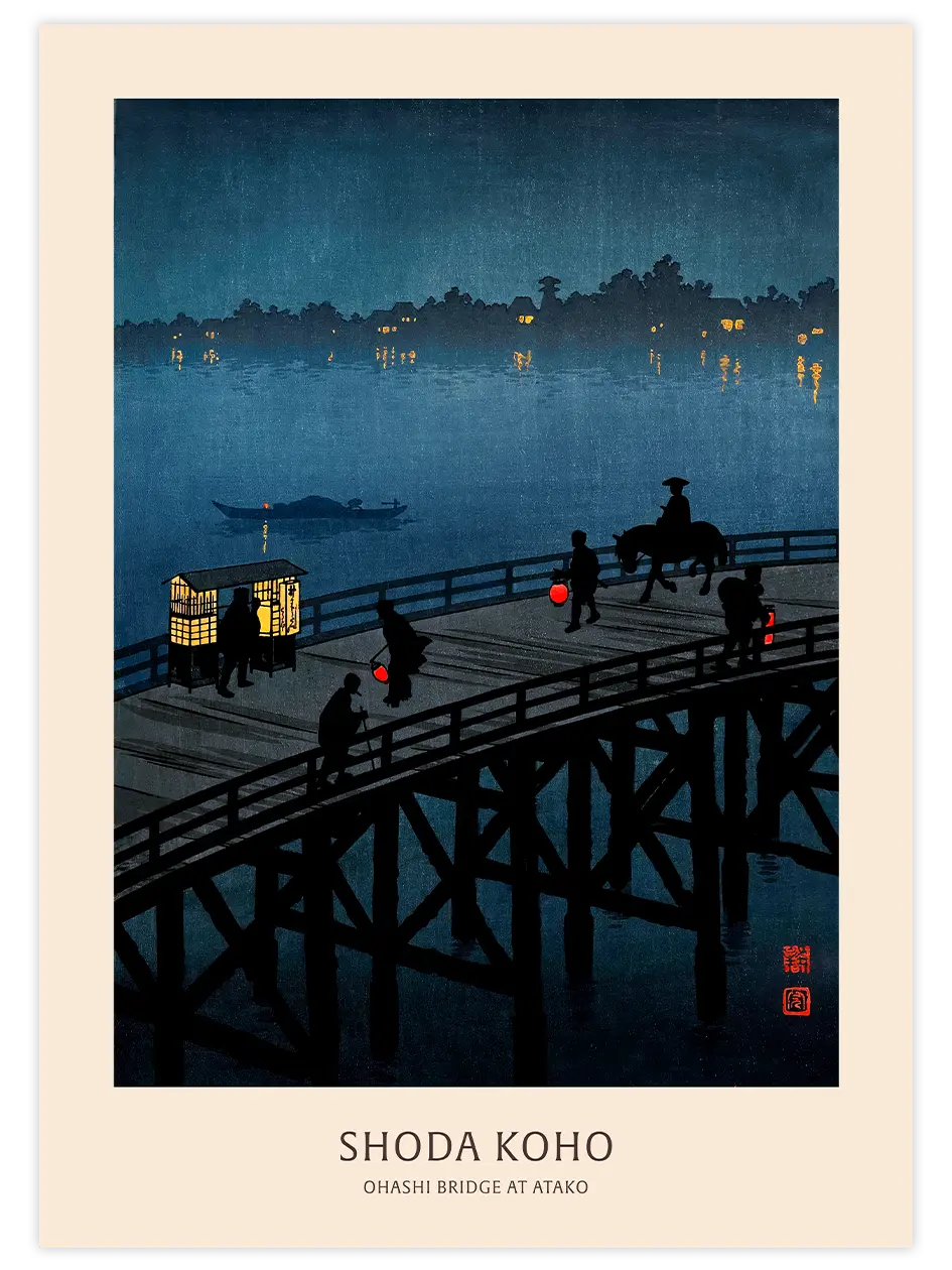 Koho Shoda Ohashi Bridge at Atako - Art Print Ünlü Ressamlar Poster