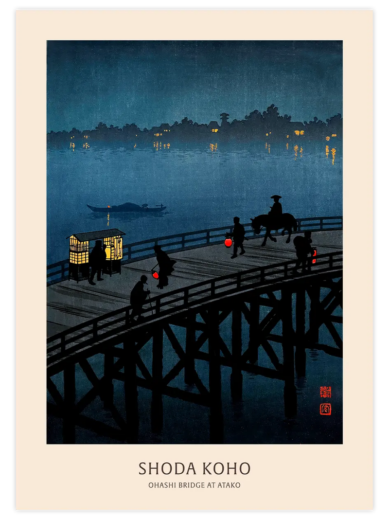 Koho Shoda Ohashi Bridge at Atako - Art Print Ünlü Ressamlar Poster