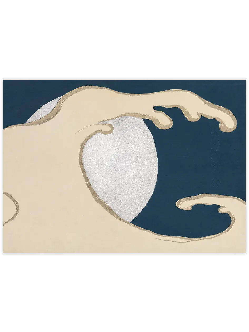 Kamisaka Sekka Waves and Sun from Momoyogusa - Art Print