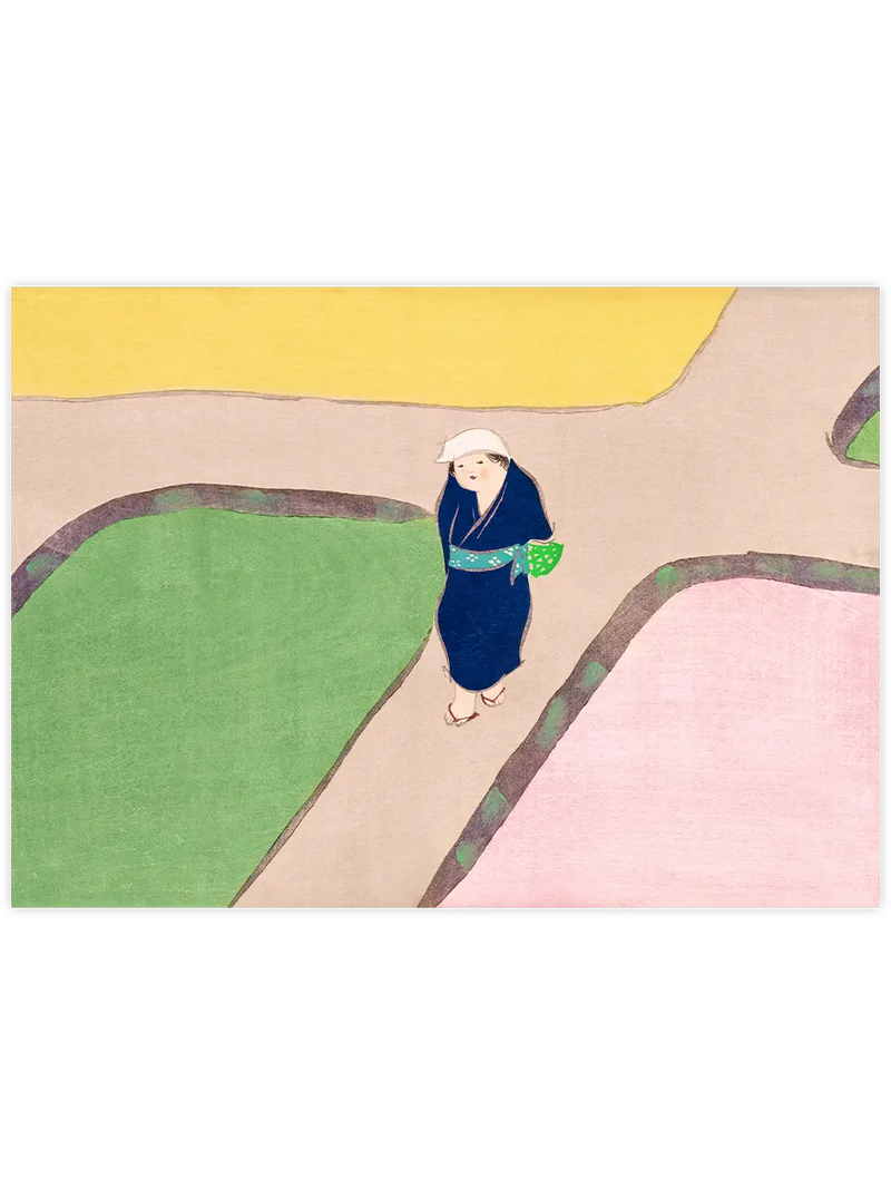 Kamisaka Sekka Rice Paddies in Spring - Art Print Ünlü Ressamlar Poster