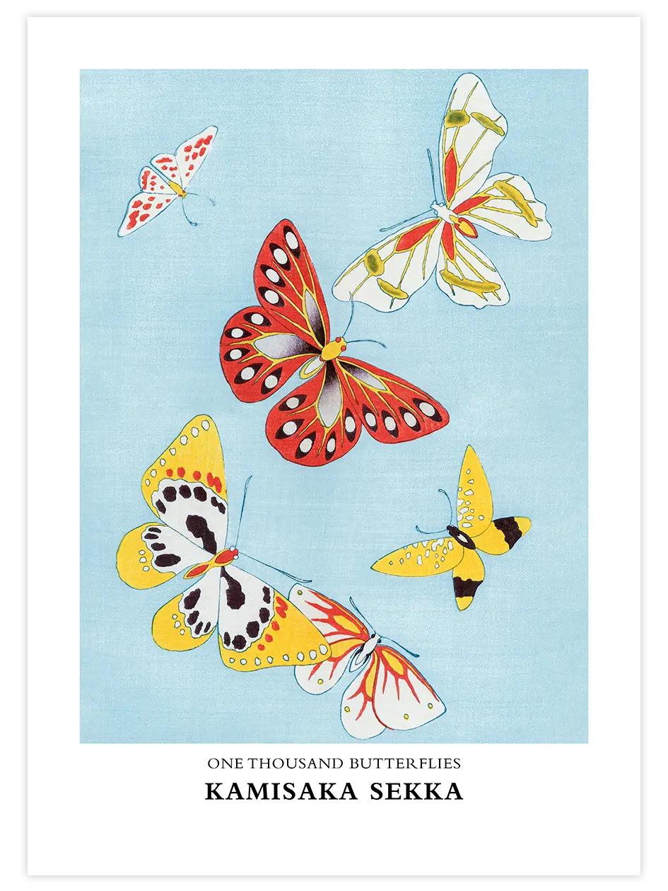 Kamisaka Sekka One Thousand Butterflies N2 - Art Print Ünlü Ressamlar Poster