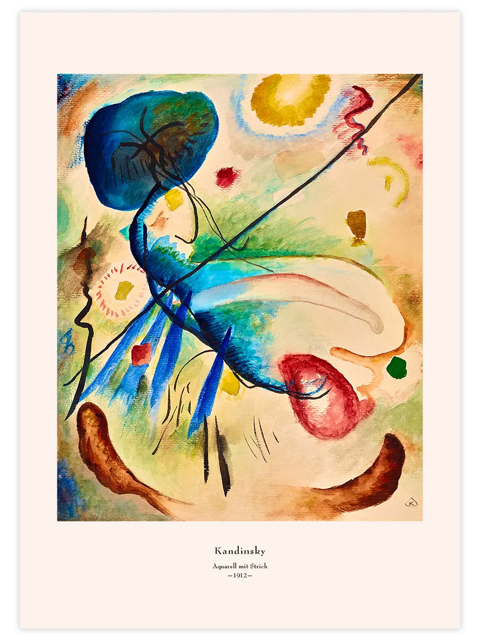 Kandinsky Aquarell mit Strich - Art Print