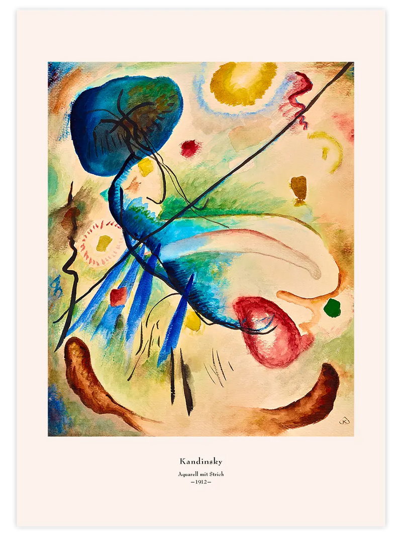Kandinsky Aquarell mit Strich - Art Print Ünlü Ressamlar Poster