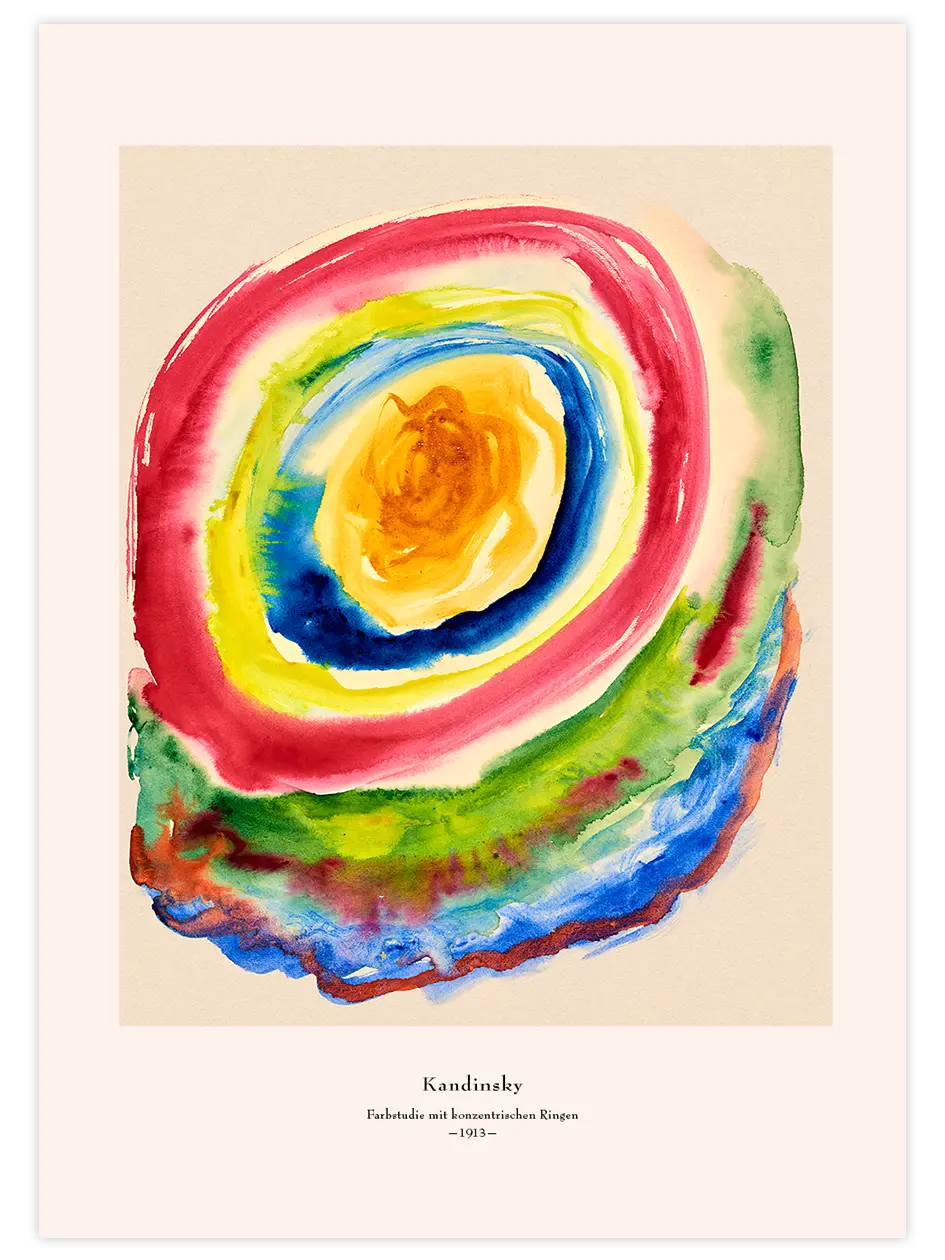 Kandinsky Farbstudie mit Konzentrischen Ringen - Art Print Ünlü Ressamlar Poster