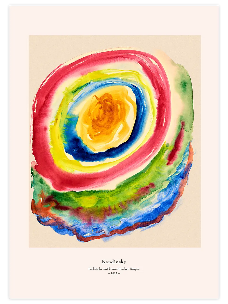 Kandinsky Farbstudie mit Konzentrischen Ringen - Art Print Ünlü Ressamlar Poster