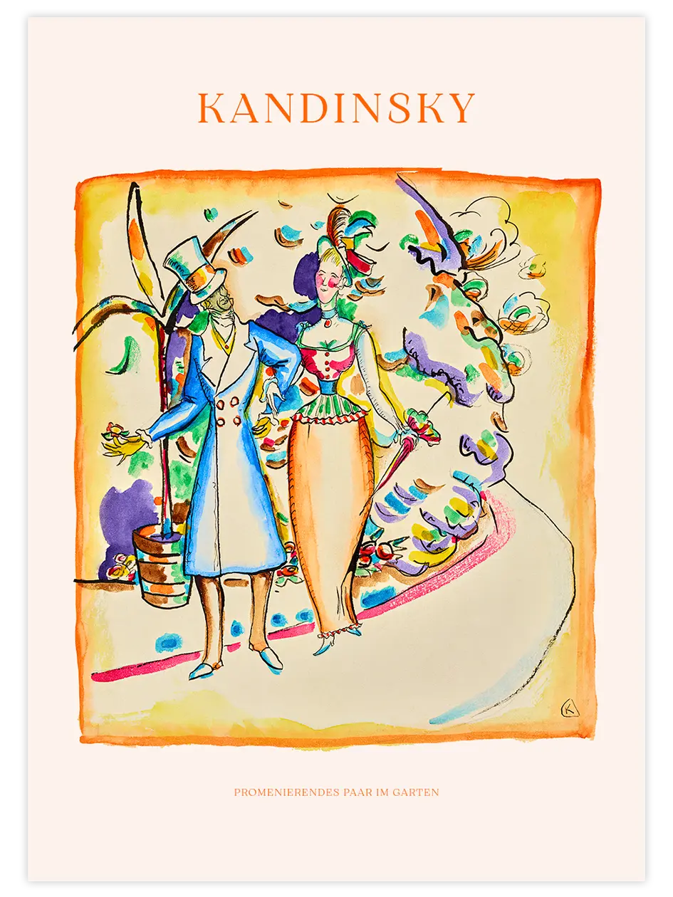 Kandinsky Couple Strolling in the Garden - Art Print Ünlü Ressamlar Poster