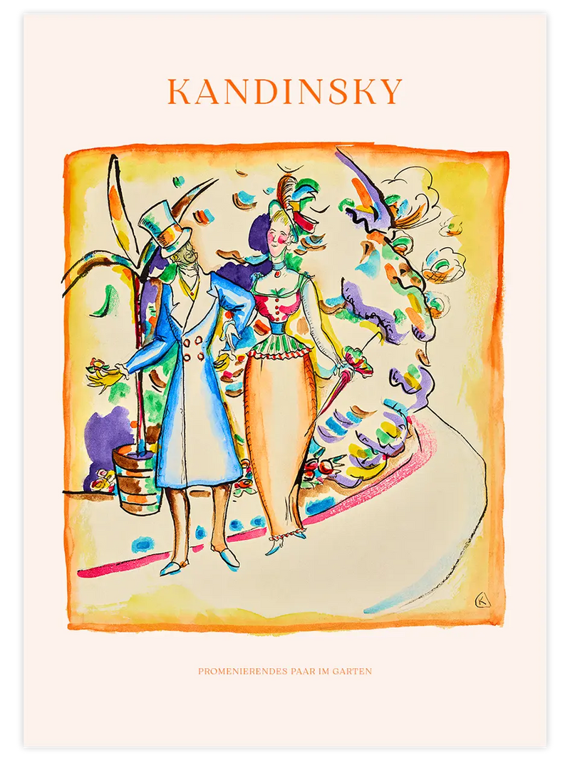 Kandinsky Couple Strolling in the Garden - Art Print Ünlü Ressamlar Poster