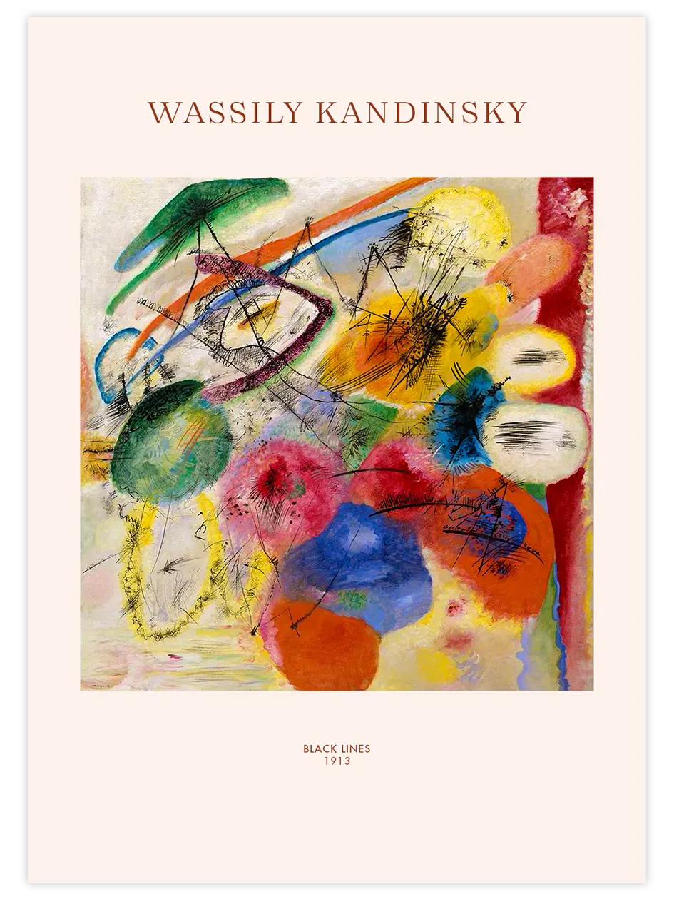 Kandinsky Black Lines - Art Print Ünlü Ressamlar Poster
