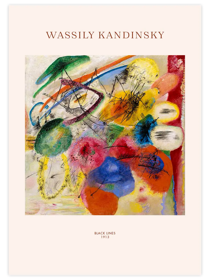 Kandinsky Black Lines - Art Print Ünlü Ressamlar Poster