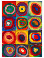 Kandinsky Squares with Concentric Circles - Art Print