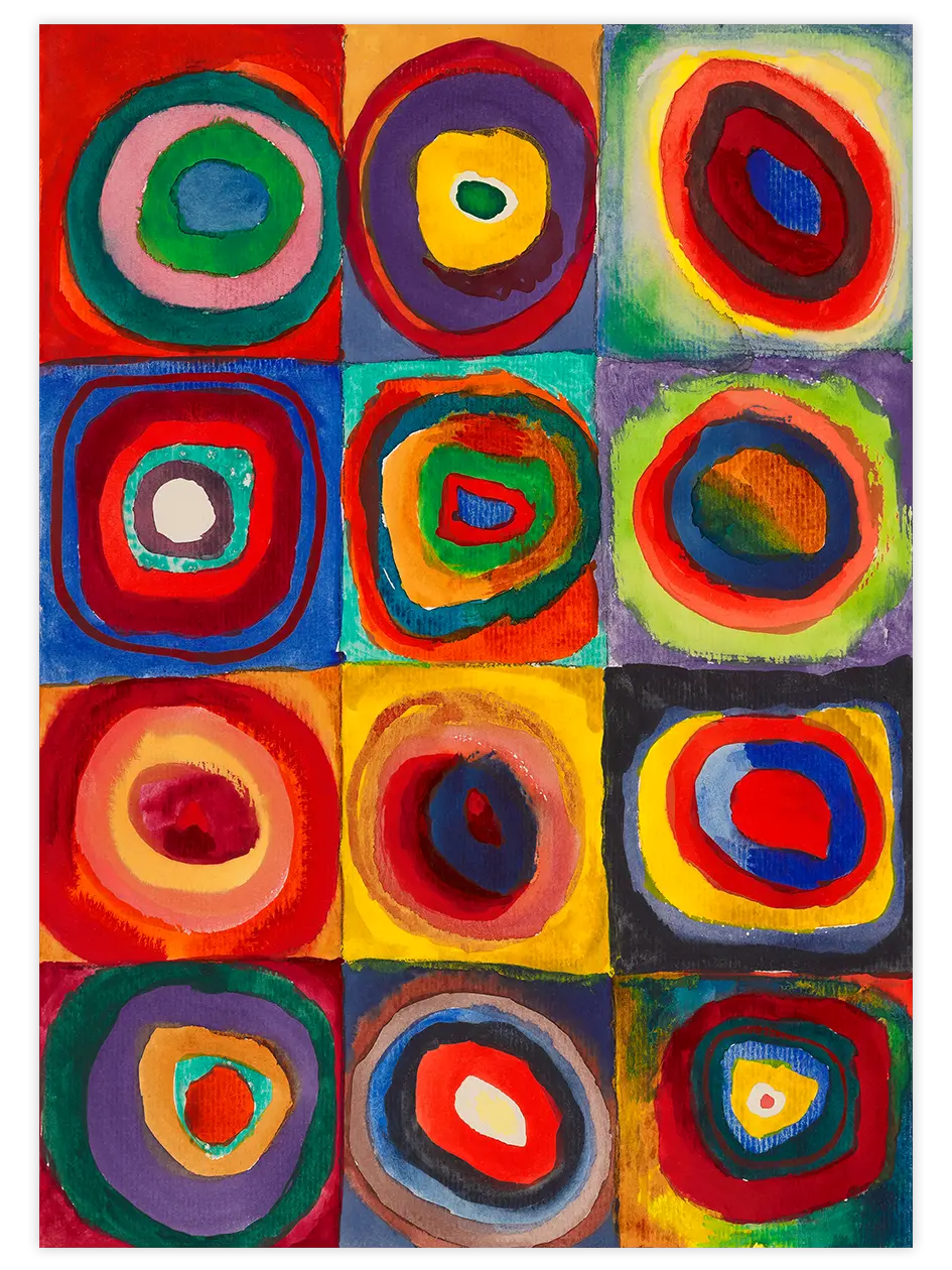 Kandinsky Squares with Concentric Circles - Art Print Ünlü Ressamlar Poster