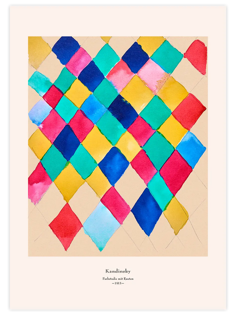 Kandinsky Farbstudie mit Rauten - Art Print Ünlü Ressamlar Poster