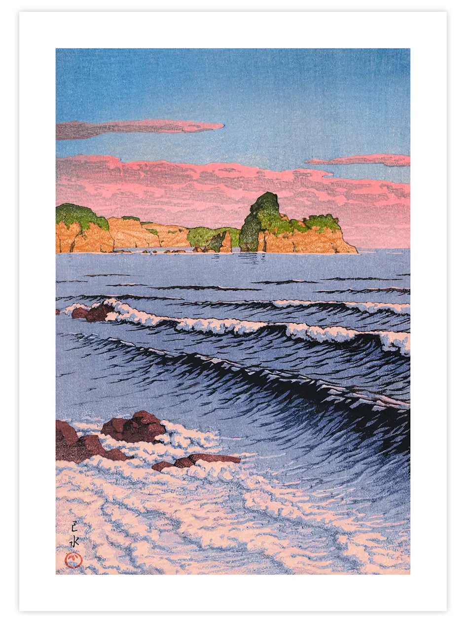 Kawase Morning Sea at Shiribeshi - Art Print Ünlü Ressamlar Poster