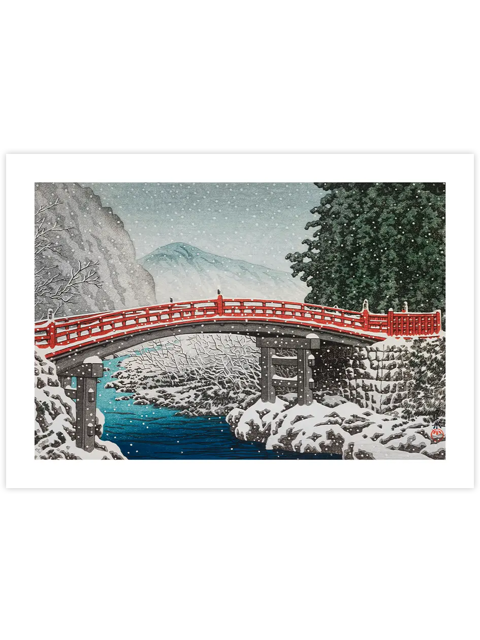 Kawase Snow at the Shinkyo Bridge, Nikko - Art Print