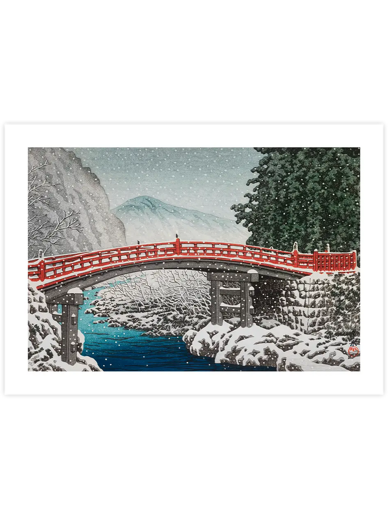 Kawase Snow at the Shinkyo Bridge, Nikko - Art Print Ünlü Ressamlar Poster