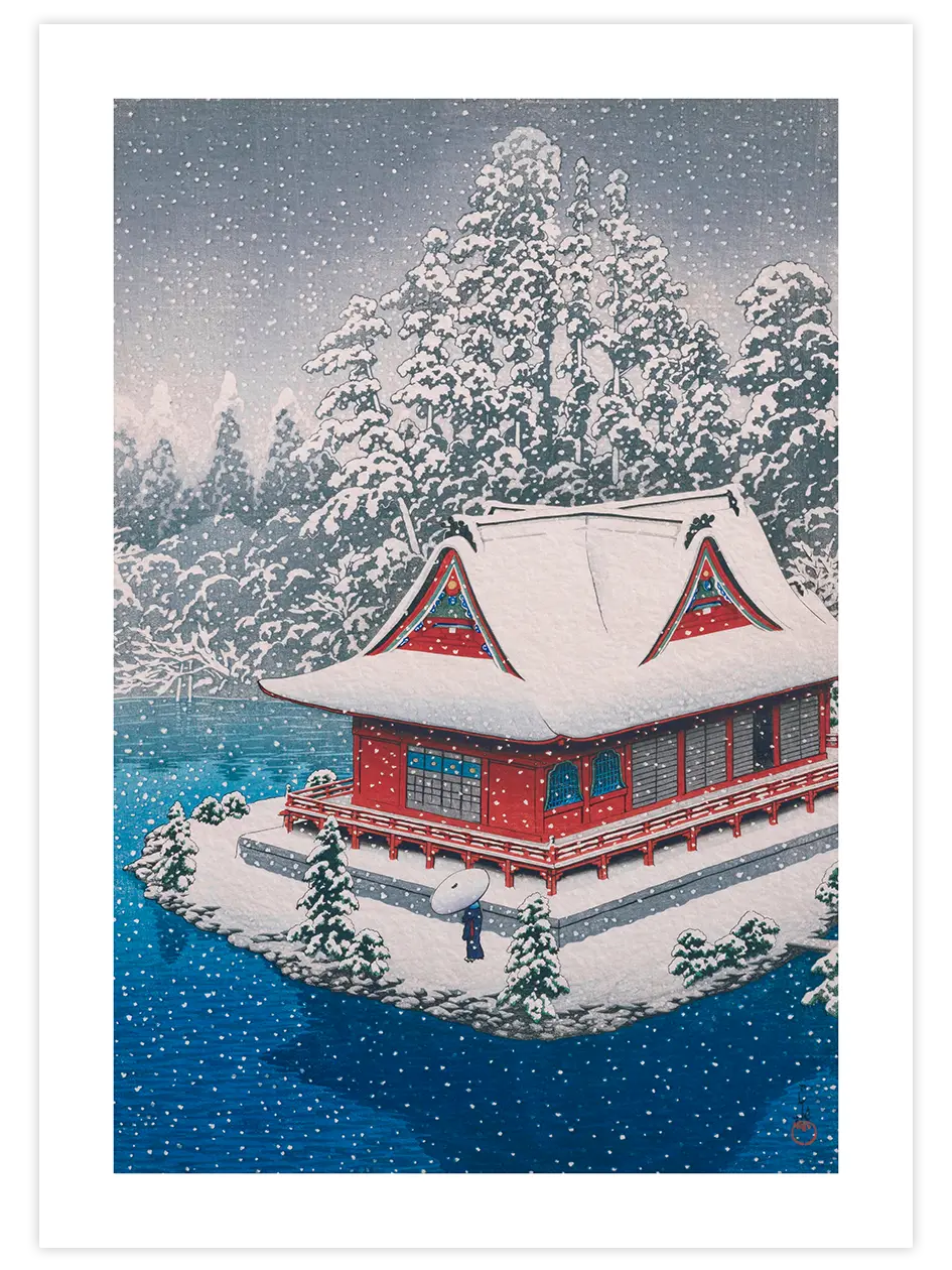 Kawase The Inokashira Benten Shrine in Snow - Art Print Ünlü Ressamlar Poster