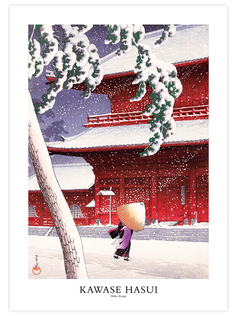 Kawase Hasui The Zojoji Temple  - Art Print Ünlü Ressamlar Poster