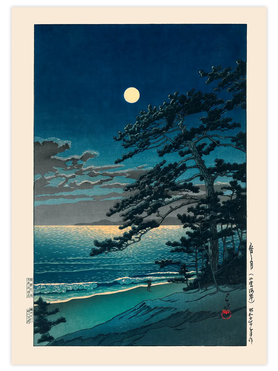 Kawase Spring Moon at Ninomiya Beach - Art Print Ünlü Ressamlar Poster