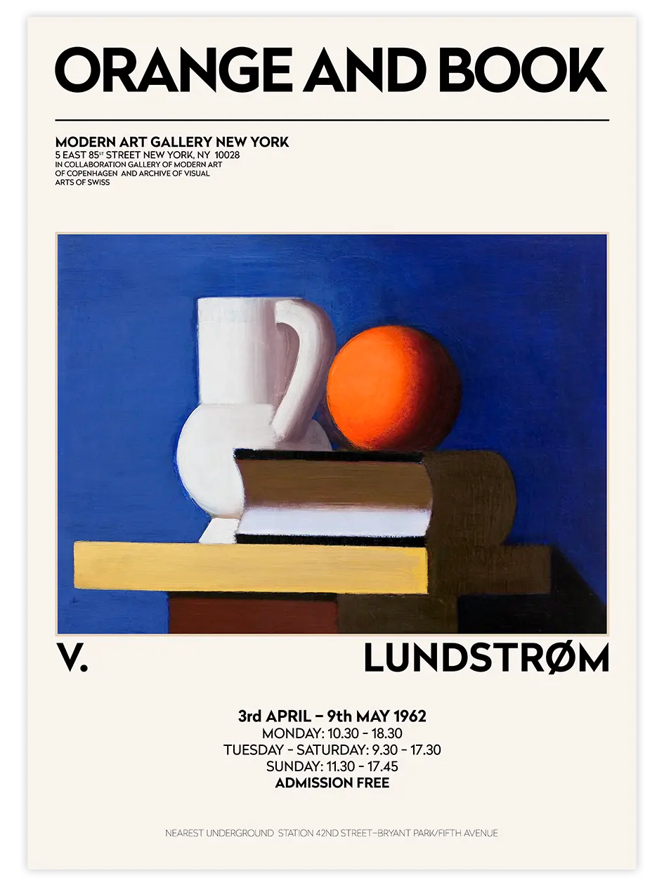 Vilhelm Lundstrom Orange And Book Afiş - Art Print Ünlü Ressamlar Poster