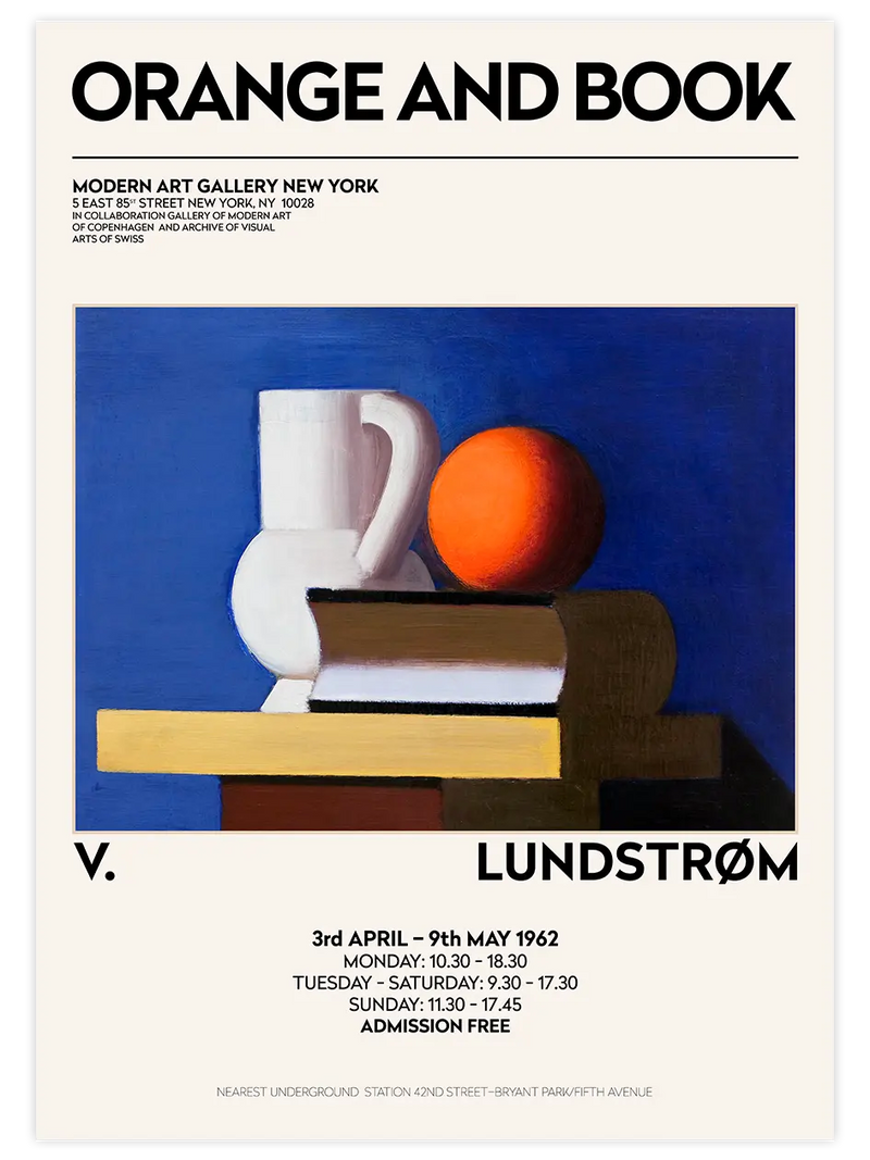 Vilhelm Lundstrom Orange And Book Afiş - Art Print Ünlü Ressamlar Poster