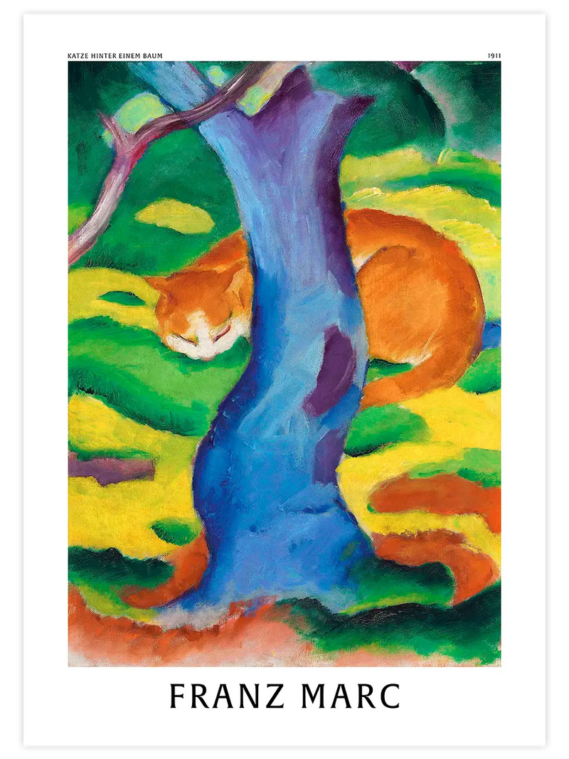 Franz Marc Cat behind a Tree - Art Print Ünlü Ressamlar Poster