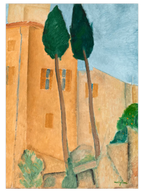 Modigliani Cypresses And Houses - Art Print