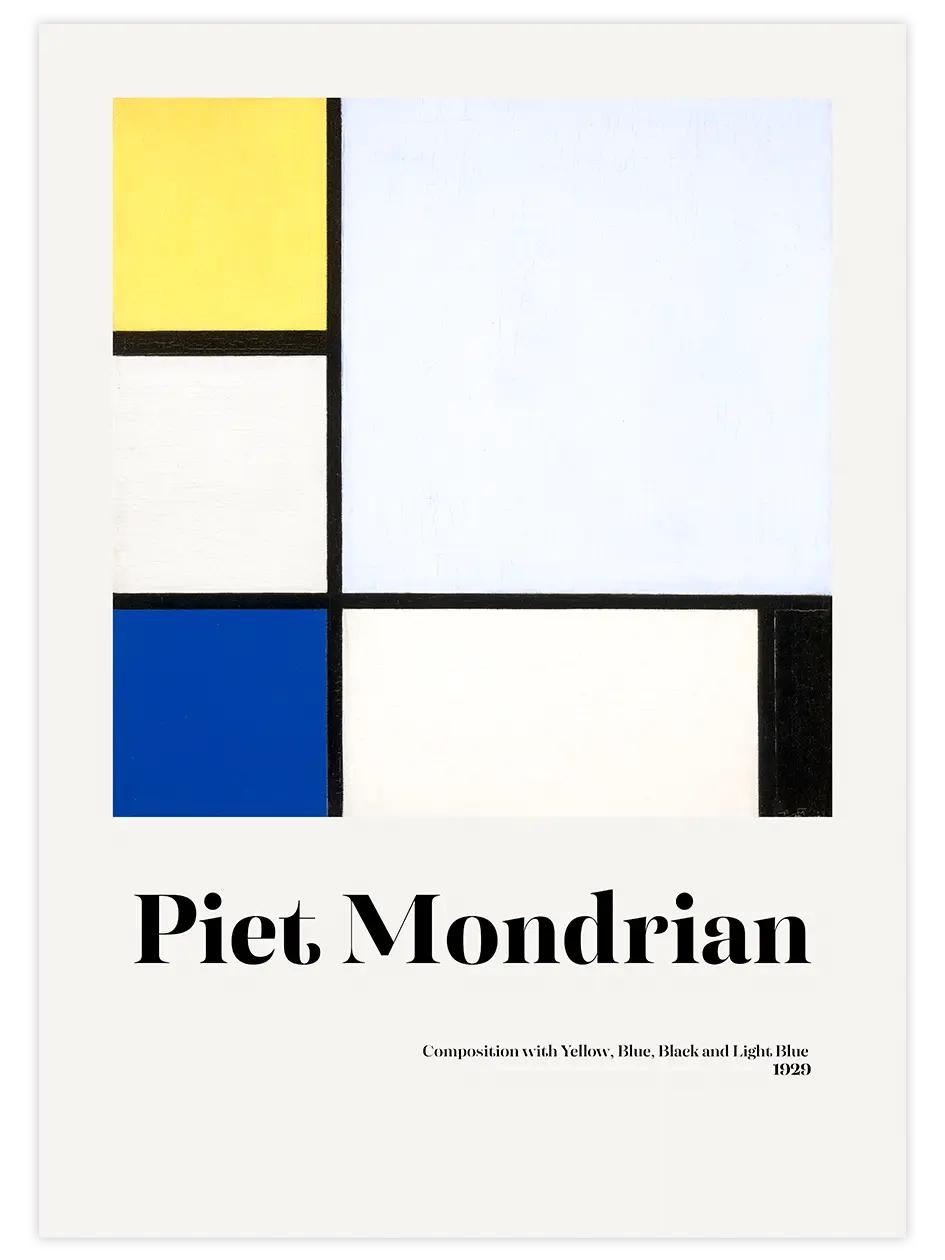 Mondrian Composition With Yellow - Art Print Ünlü Ressamlar Poster