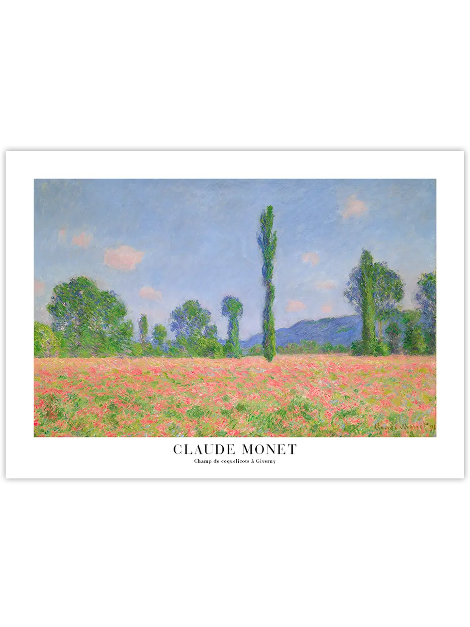 Monet Poppy Field at Giverny - Art Print Ünlü Ressamlar Poster