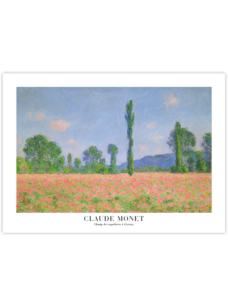 Monet Poppy Field at Giverny - Art Print Ünlü Ressamlar Poster