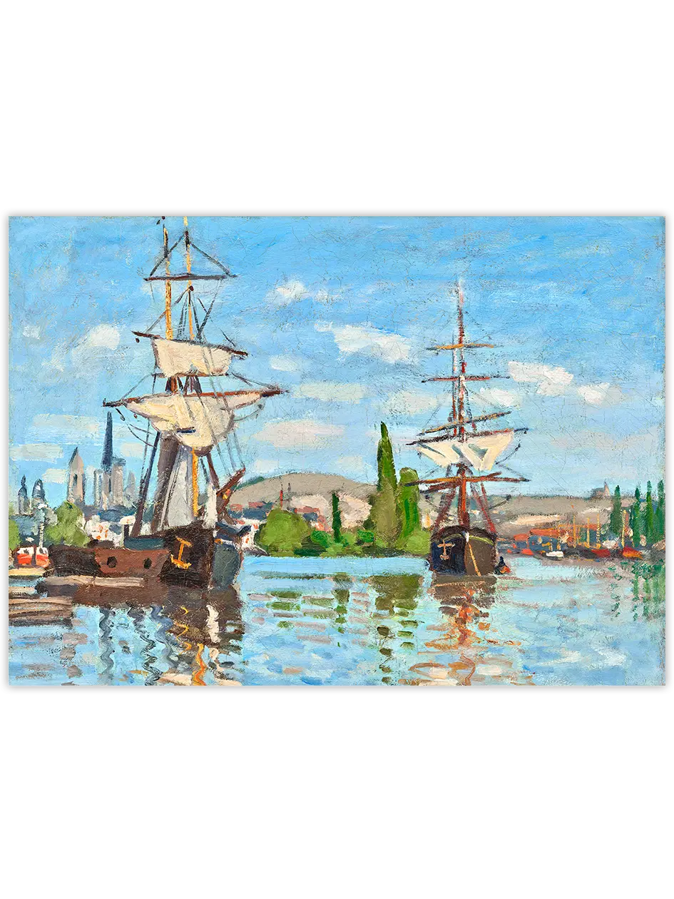 Monet Ships Riding on the Seine at Rouen - Art Print