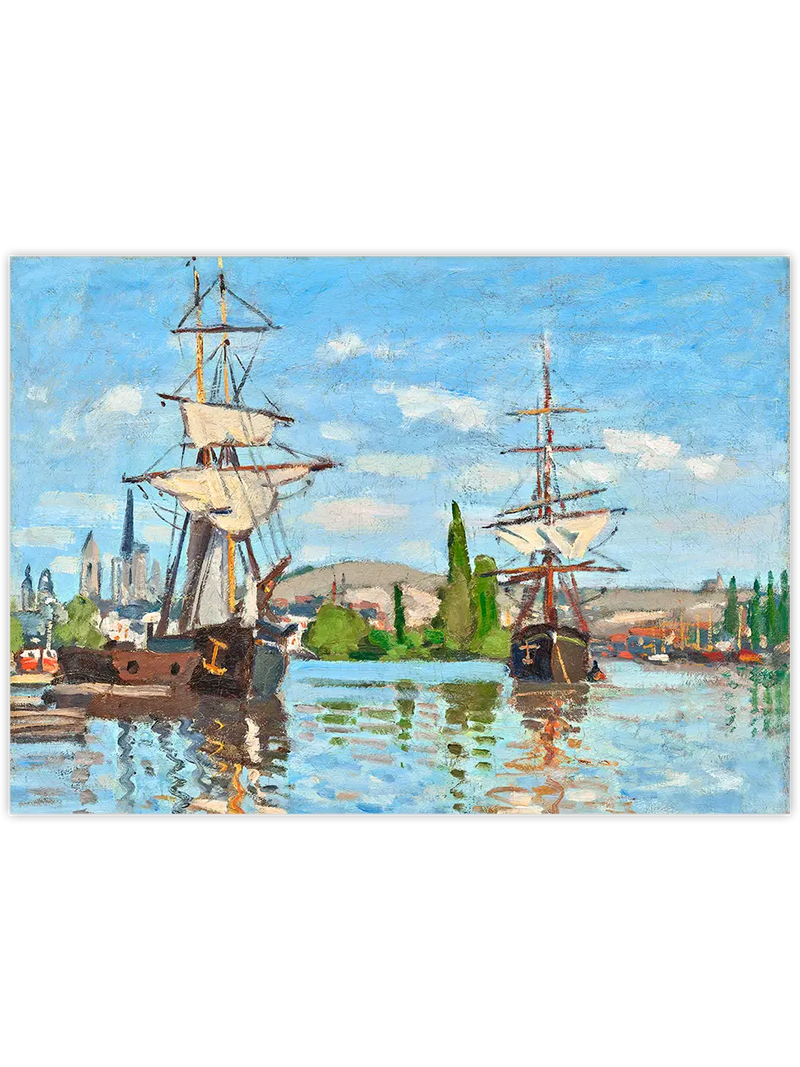 Monet Ships Riding on the Seine at Rouen - Art Print Ünlü Ressamlar Poster