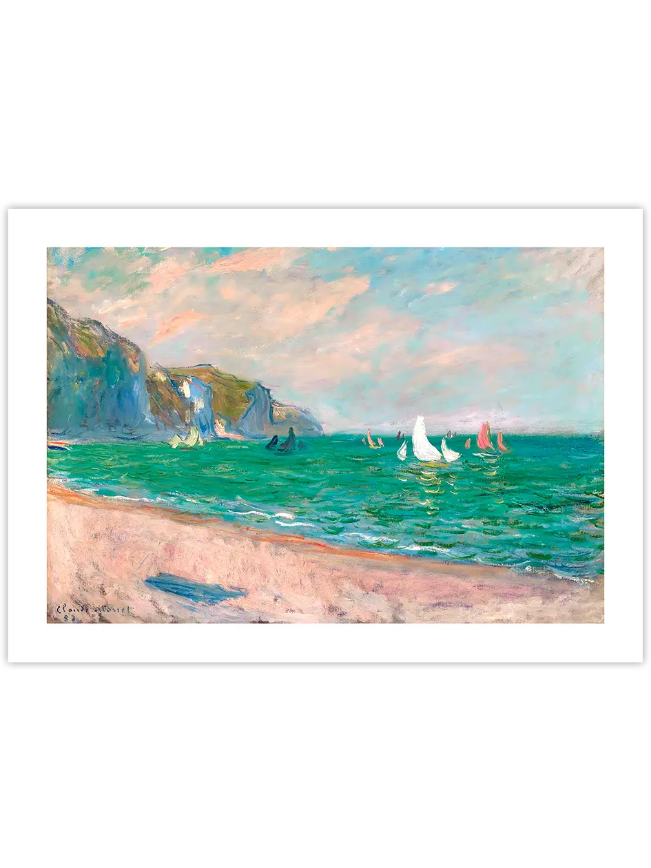 Monet Boats in front of the Cliffs of Pourville - Art Print Ünlü Ressamlar Poster