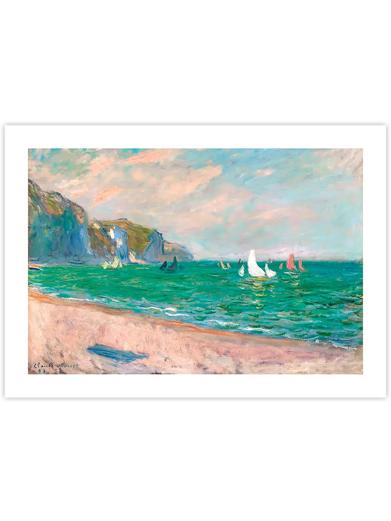Monet Boats in front of the Cliffs of Pourville - Art Print Ünlü Ressamlar Poster