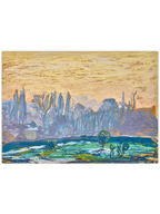 Monet Winter Landscape with Evening Sky - Art Print