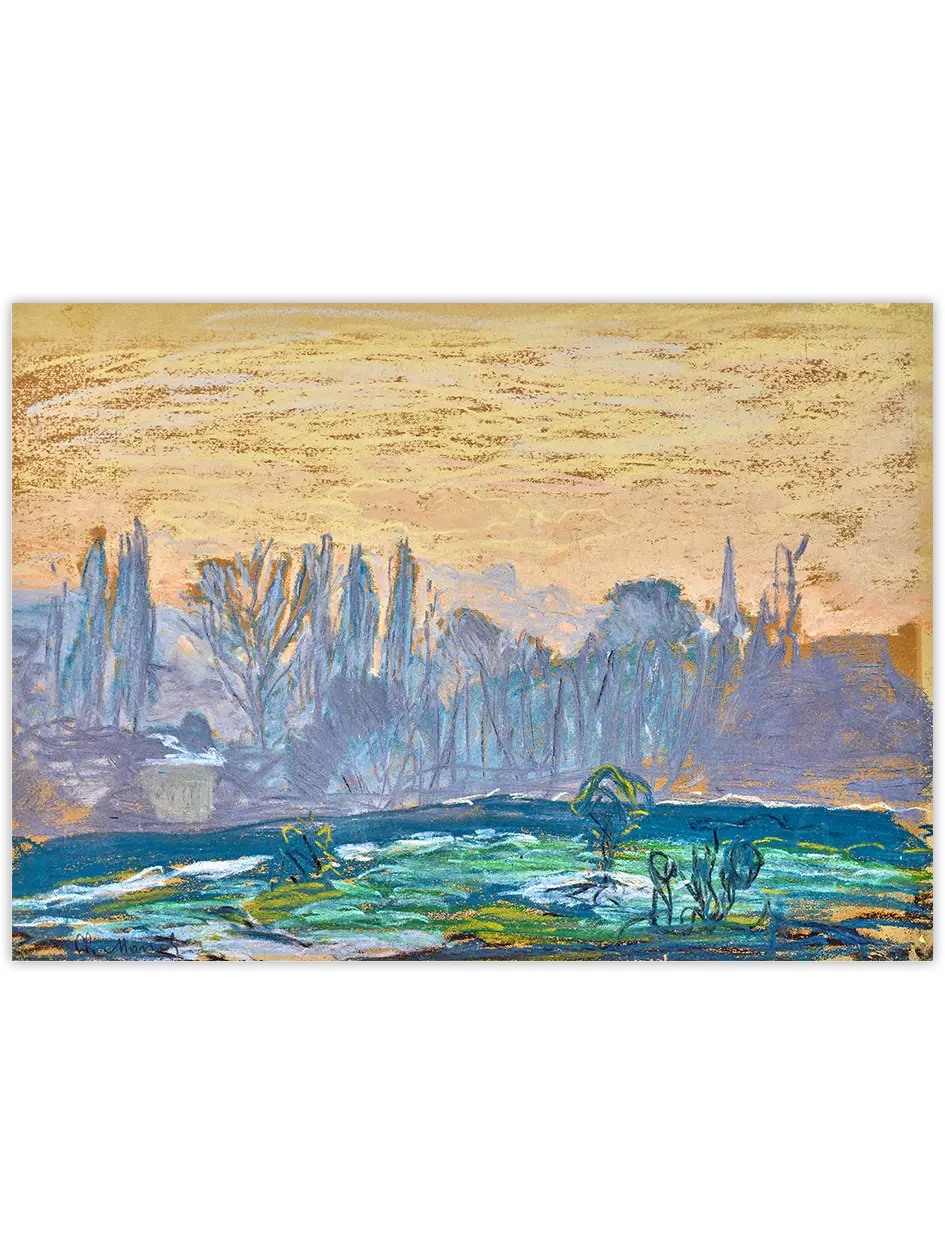 Monet Winter Landscape with Evening Sky - Art Print Ürün ana görseli