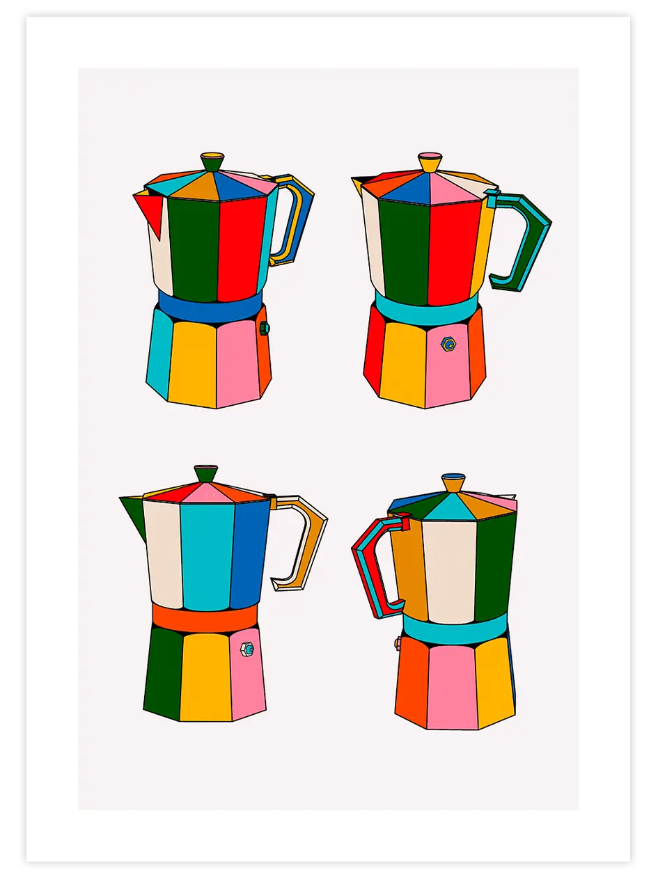 Renkli Moka Potları - Art Print Ürün ana görseli