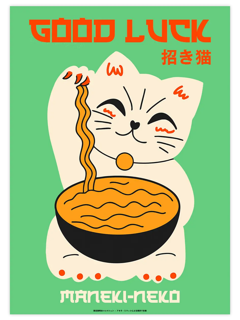 Maneki Neko - Art Print Mutfak Poster