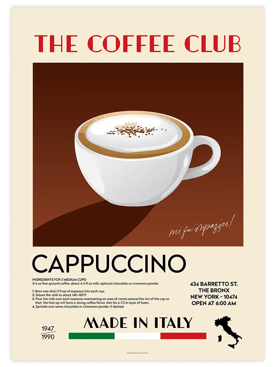 The Coffee Club Cappuccino - Art Print Mutfak Poster