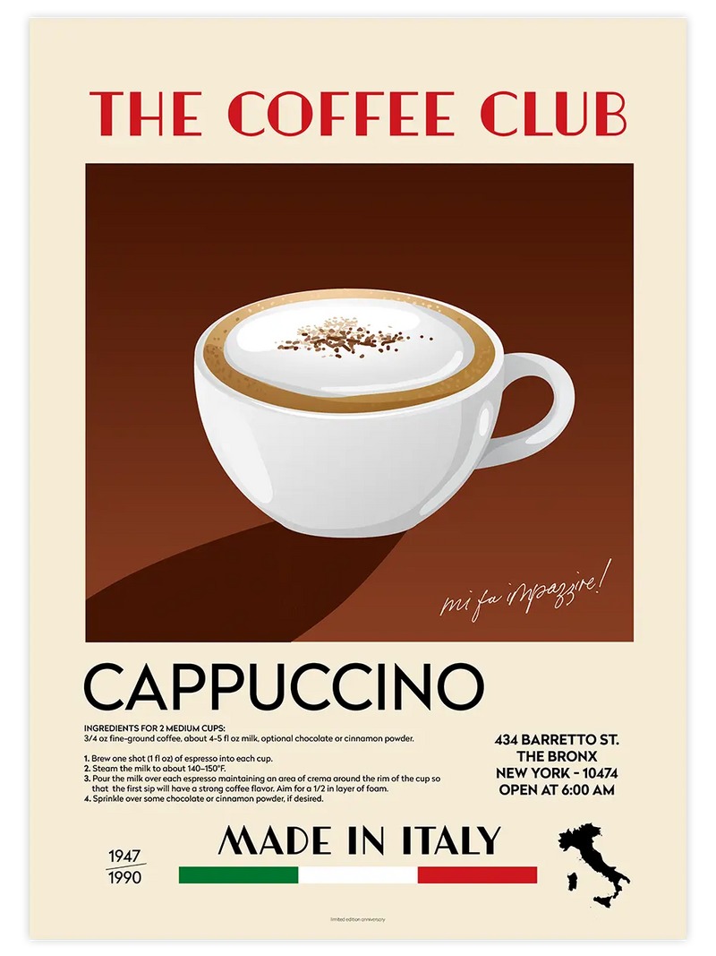 The Coffee Club Cappuccino - Art Print Mutfak Poster