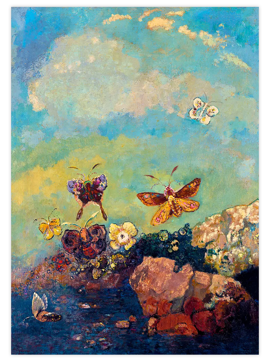 Odilon Redon Kelebekler - Art Print Ünlü Ressamlar Poster